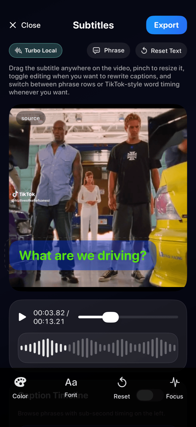 KZ-SUBS subtitle preview over video